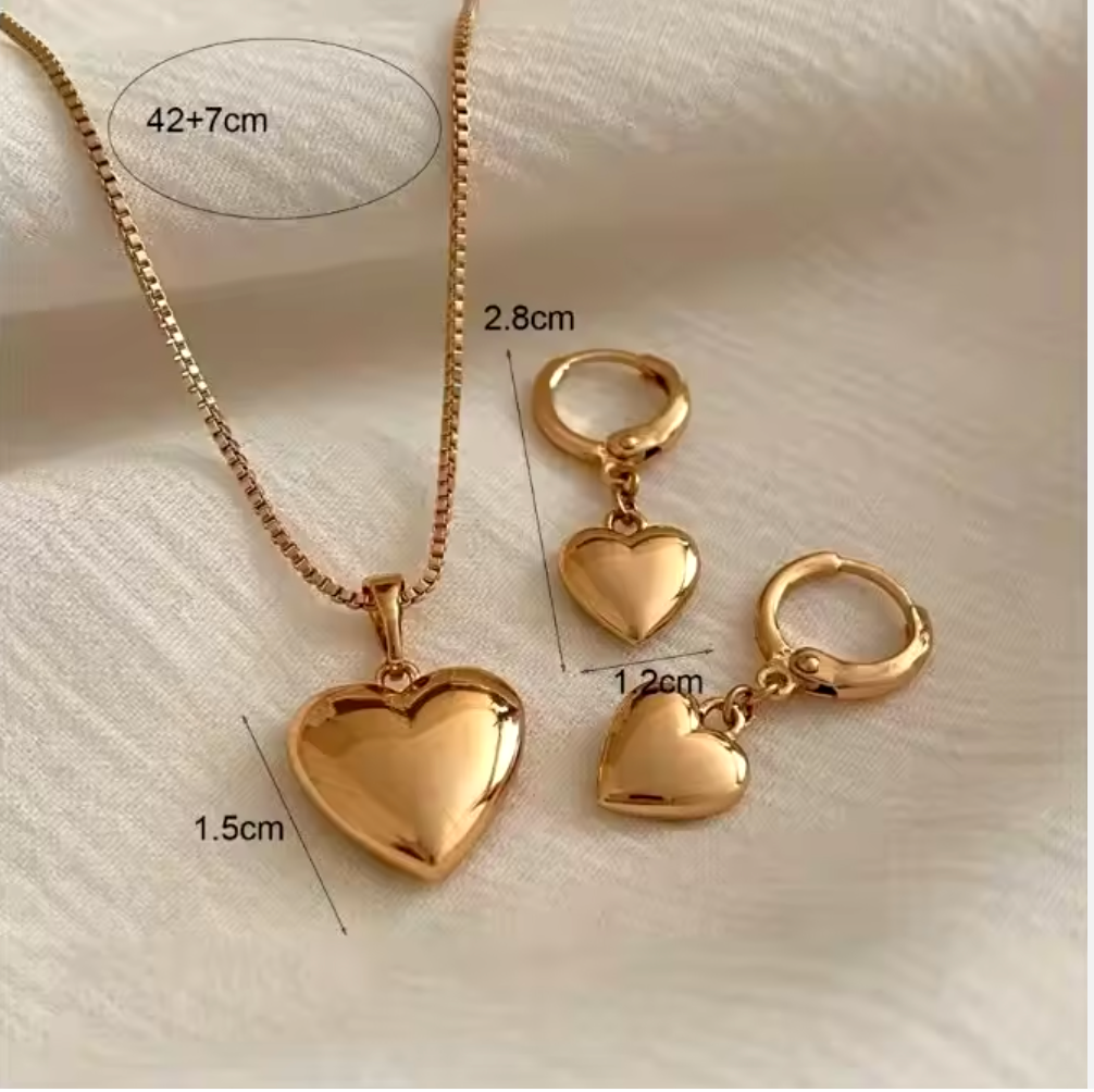 Heart-Shaped 18K Gold-Plated Jewelry | Durable, Waterproof, Nickel-Free, Anti-tarnish