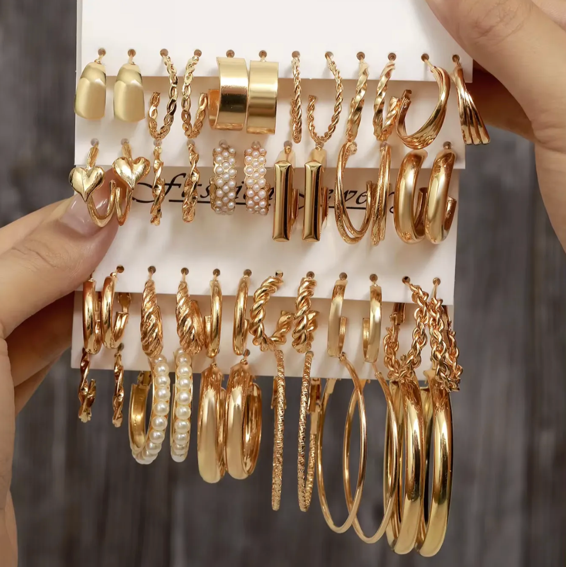 24-Pair 18K Gold-Plated Punk Hoop Earring Set | Anti-Tarnish