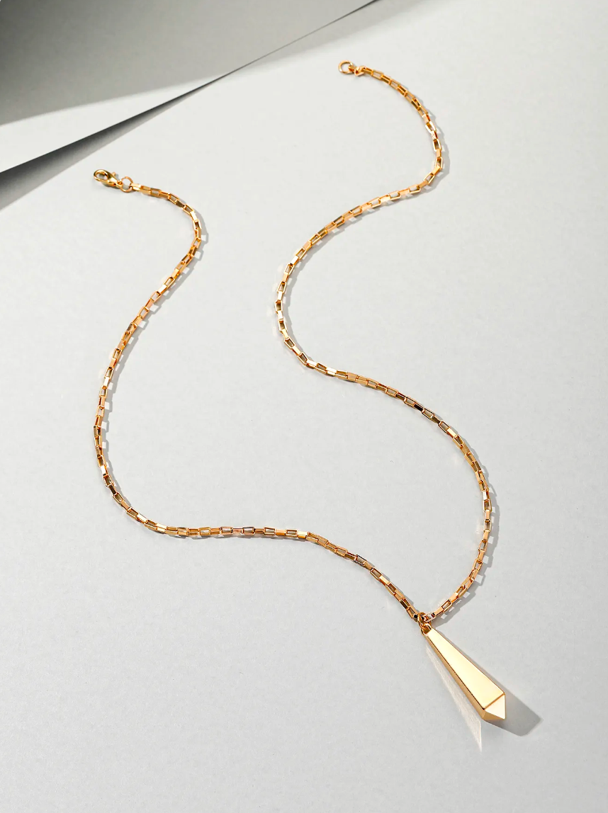 18K Gold Plated Monument Pendant Necklace