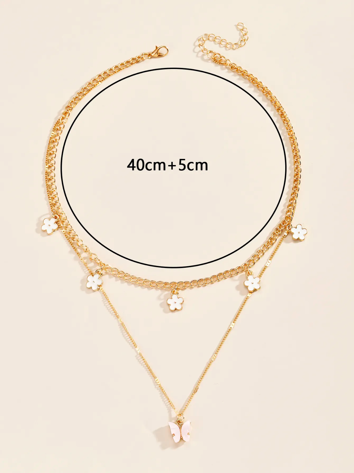 Acrylic Butterfly Necklace | Layered Daisy Dotted Design, 18K Gold-Plated