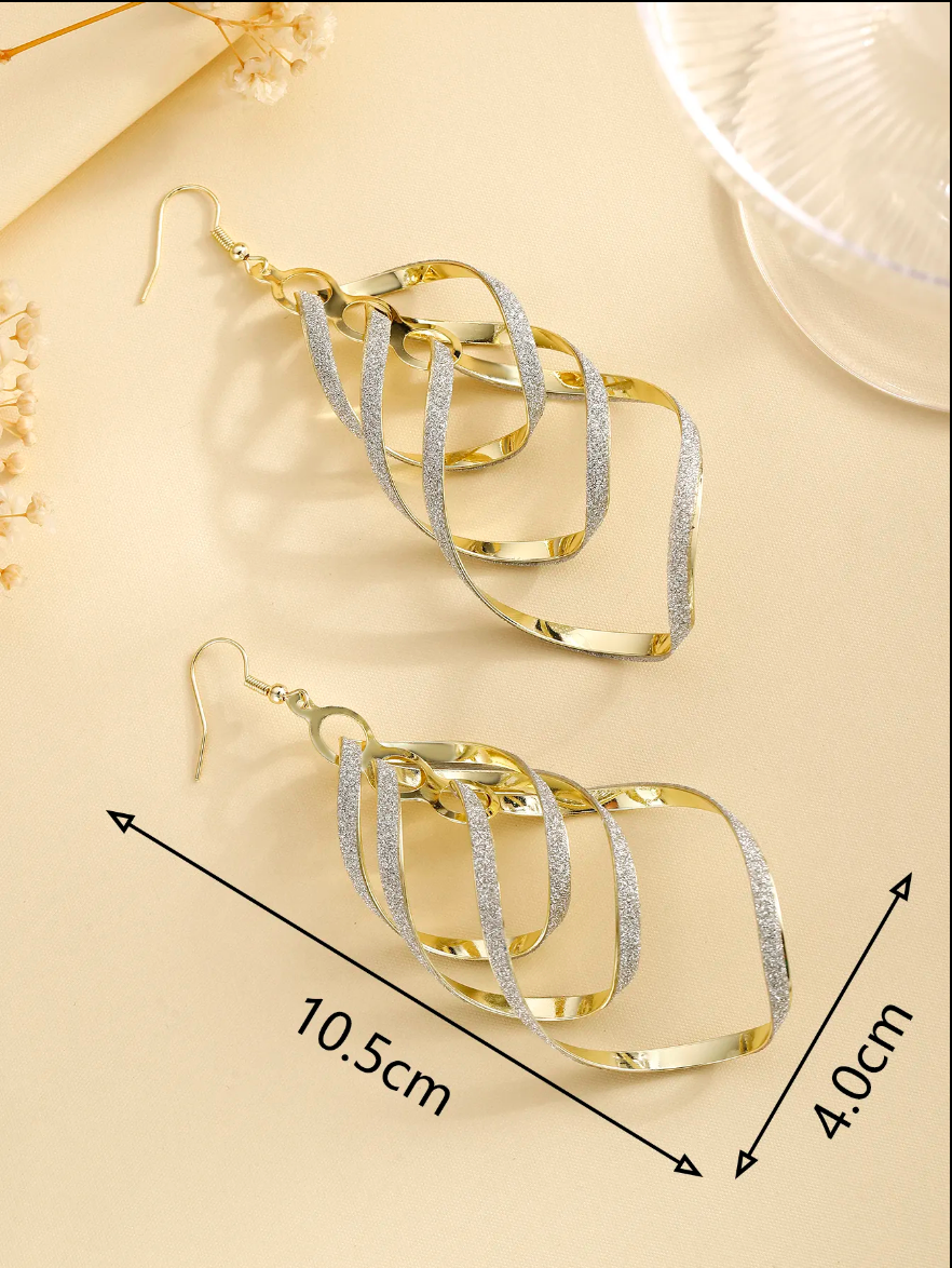 Fashion Chandelier Earrings | Glitter Swirling Spiral Drop Design